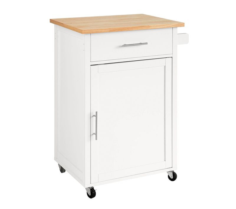 Desserte Roulante Cuisine Meuble De Rangement à Roulettes Avec 1 Porte Et 1 Tiroir, Fkw102-wn