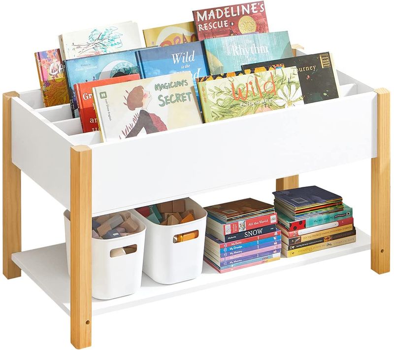 Bibliothèque Enfants Étagère De Rangement Pour Livres Et Jouets Meuble De Rangement, Kmb35-w
