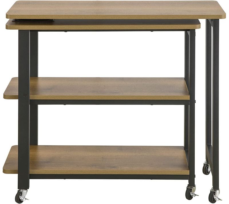 Table D'appoint Rotative, Bout De Canapé à Roulettes, Table Console Mobile Avec 2 Étagères, Fwt83-pf