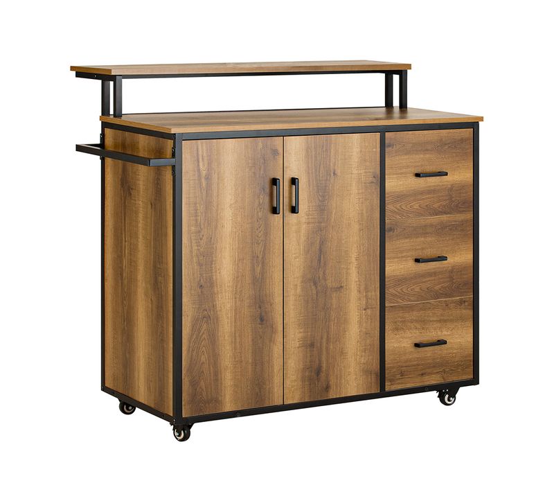 Placard De Cuisine Buffet Armoire Multi-rangements Avec 1 Étagère Supplémentaire, Knl02-pf