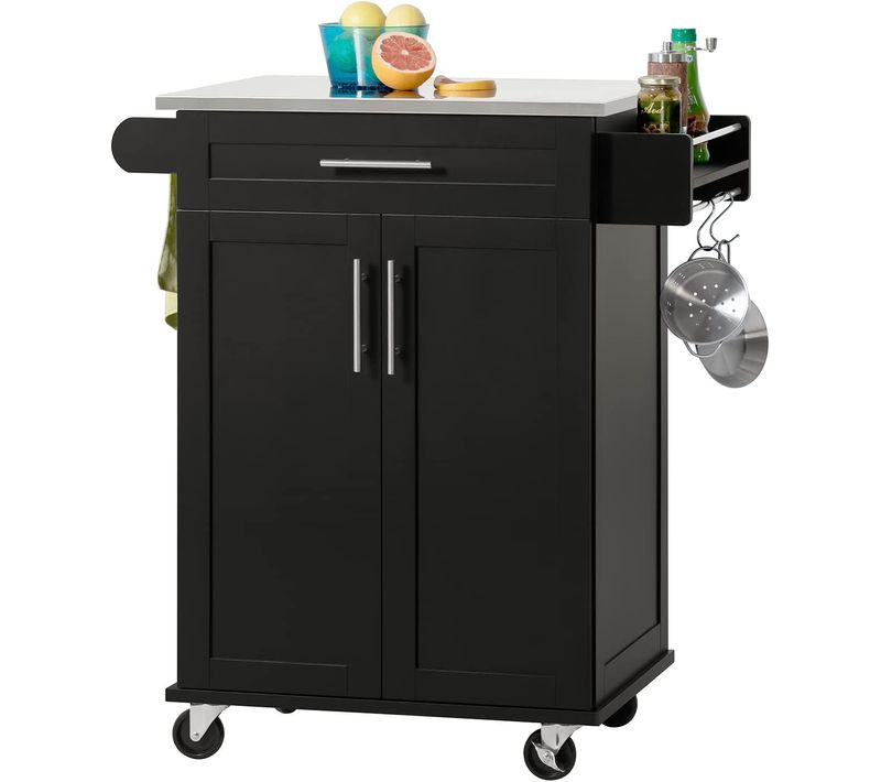 Desserte Roulante Chariot De Cuisine Meuble De Rangement à Roulettes Multifonction, Fkw110-sch
