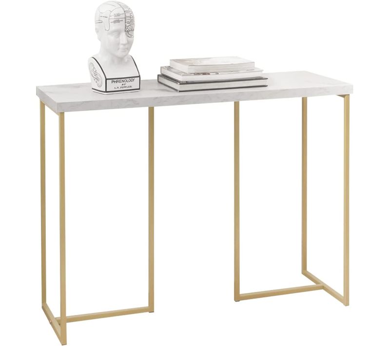 Table Console Table D'appoint Bout De Canapé Table D’entrée Effet Marbre Cadre En Fer, Fsb58-g
