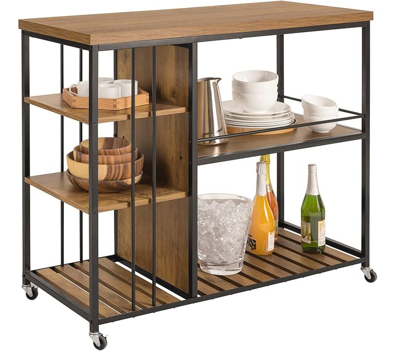 Desserte De Cuisine à Roulettes Étagère De Cuisine Chariot De Service Meuble Rangement, Svw18-f