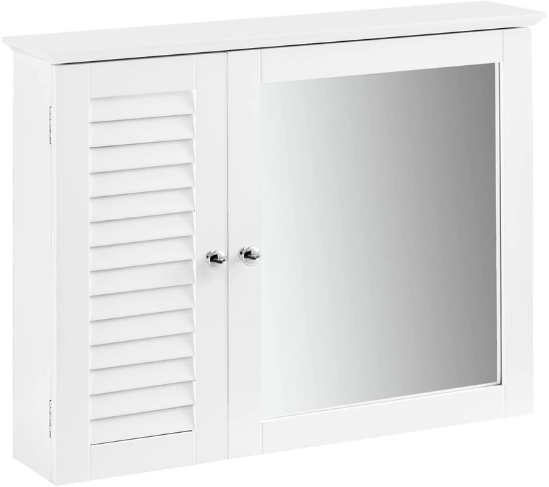 Armoire Miroir Meuble De Salle De Bain Avec Porte Meuble De Rangement Mural, BZr55-w