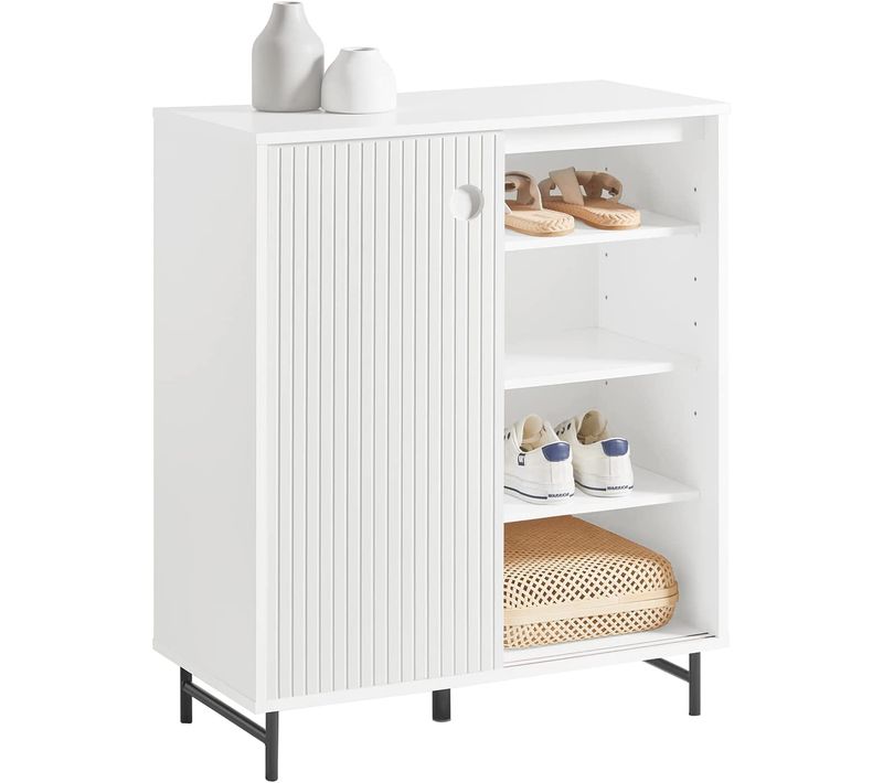 Meuble De Rangement, Armoire à Chaussures, Armoire Latérale Buffet Avec 2 Porte Coulissante, Fsb62-w