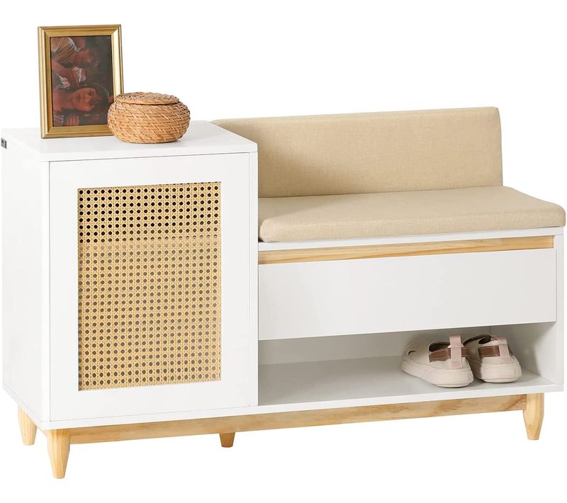 Banc De Rangement à Chaussure Meuble D'entrée Armoire à Chaussures 100x35x60 Cm, Fsr128-w