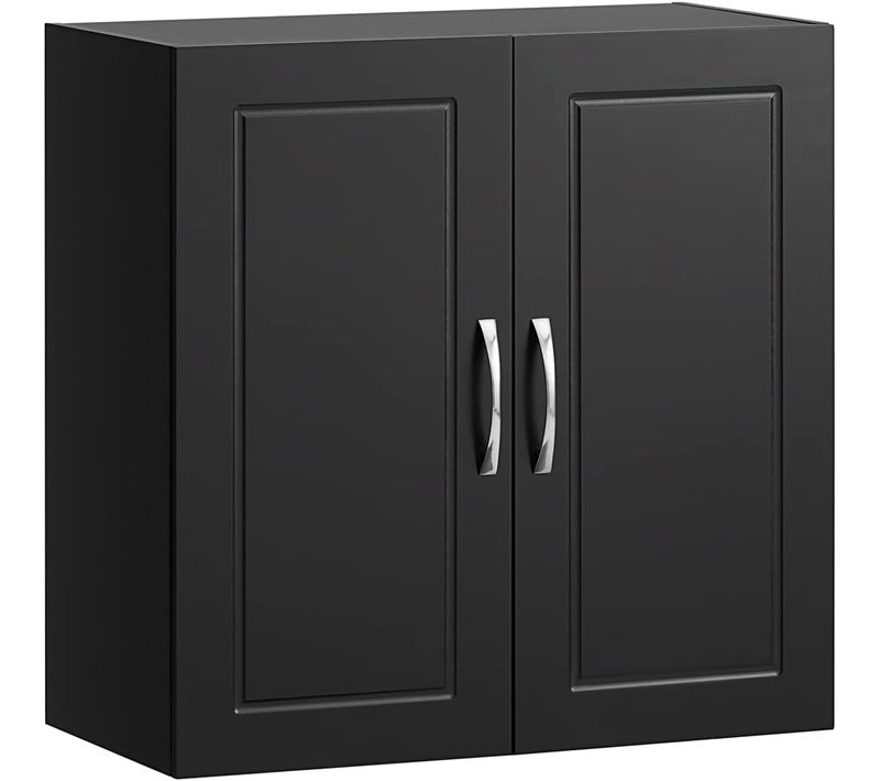 Meuble Haut Armoire De Toilettes Salle De Bain Suspendue 2 Portes Noir, Frg231-sch