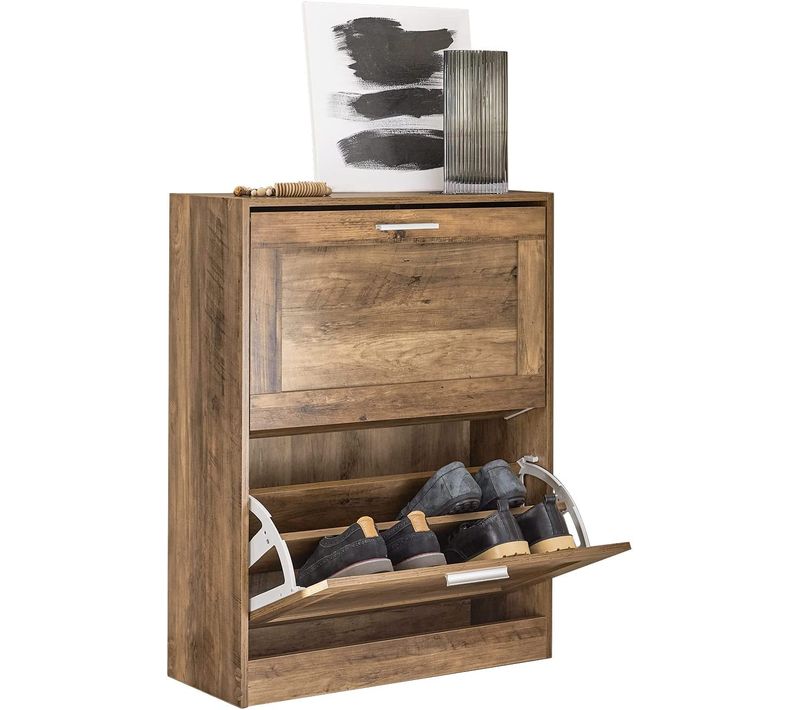 Armoire à Chaussures Commode à Chaussures Avec 2 Abattants Pour Entrée Couloir, Fsr137-f