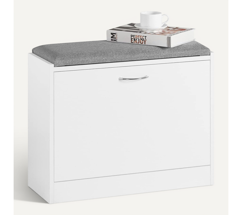 Banc Armoire à Chaussures 1 Abattant Avec Coussin Meuble D’entrée, Fsr16-k-w