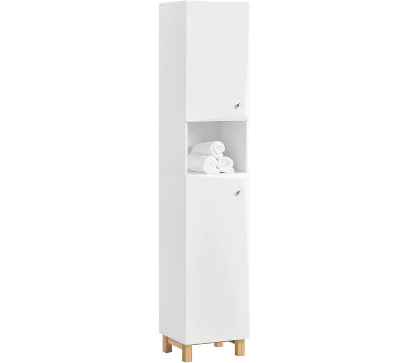 Meuble Colonne De Salle De Bain Avec 6 Compartiments De Rangement, BZr91-w