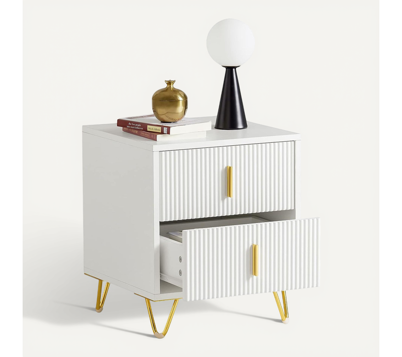 Table De Chevet Avec 2 Tiroirs Table De Nuit Bout De Canapé Table D'appoint, Fbt115-w