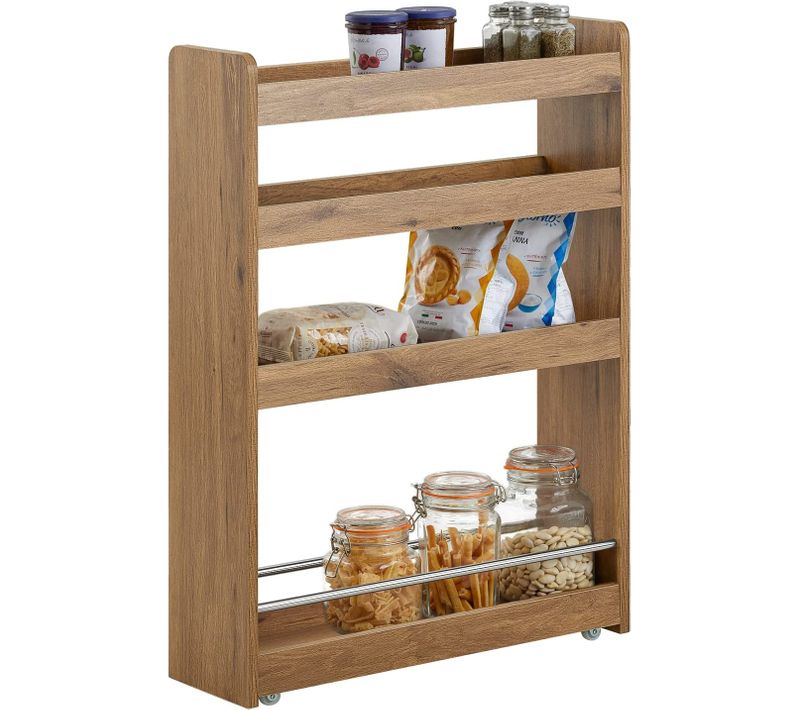 Étagère De Niche à Roulettes En Bois Chariot De Service Pour Cuisine Salle De Bain, Nsr01-pf