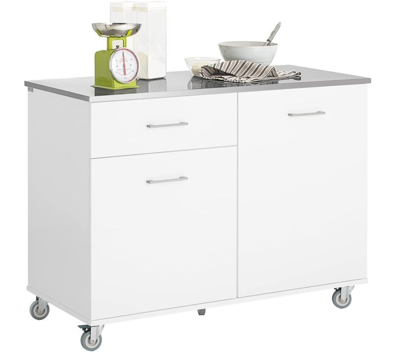 Desserte De Cuisine Sur Roulettes Îlot De Cuisine Buffet Avec Plan De Travail, Fkw117-w