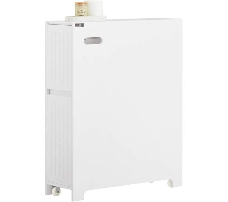 Armoire Wc Toilettes Sur Roulettes Avec 1 Porte Basculante, 2 Tiroirs Et Un 1 Compartiment, BZr111-w