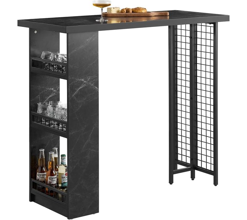 Table De Bar Design, Table Bistrot Avec 3 Étagères, Table Haute De Cuisine Avec Surfaces, Fwt100-sch