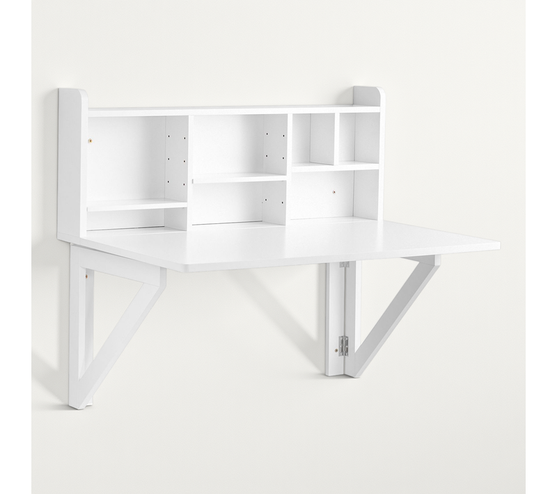 Table Murale Avec Rangement Ajustable,idéale Pour Espaces étroits,blanc,90x78x60cm,fwt07-ii-w