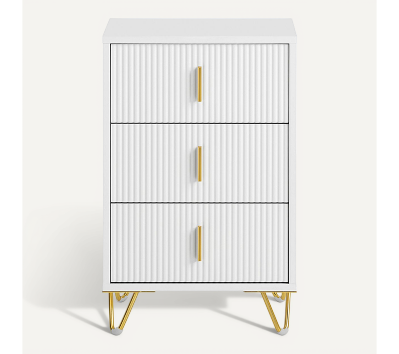 Table De Chevet Avec 3 Tiroirs, Blanc