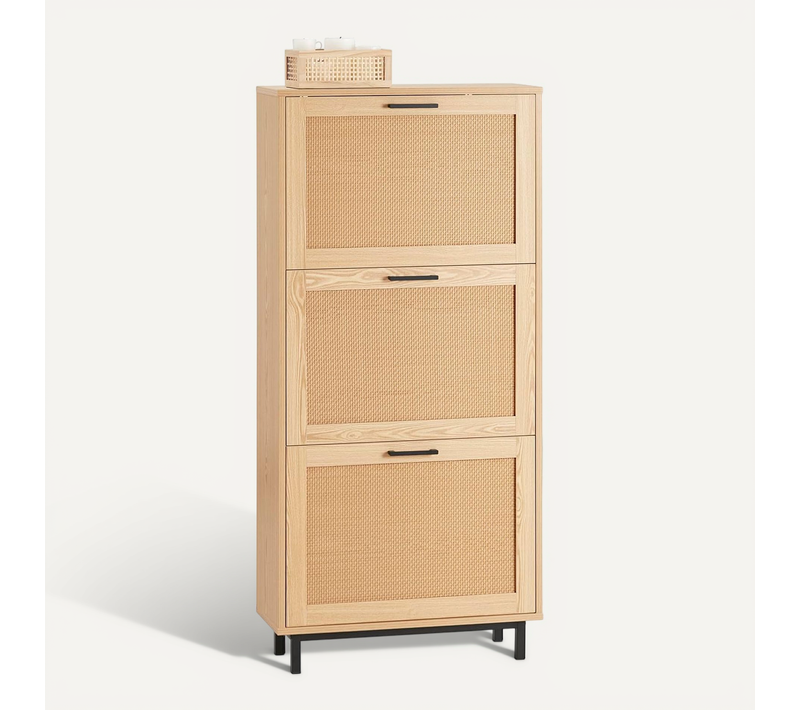 Meuble à Chaussures, Armoire à Chaussures, Commode à Chaussures Avec 3 Abattants, Fsr155-n