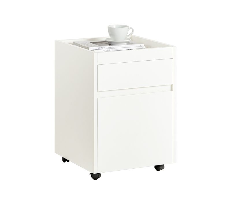 Caisson Bureau Mobile, Petit Meuble à Dossier Sur Roulettes, Meuble De Rangement Mobile, Fbt121-w