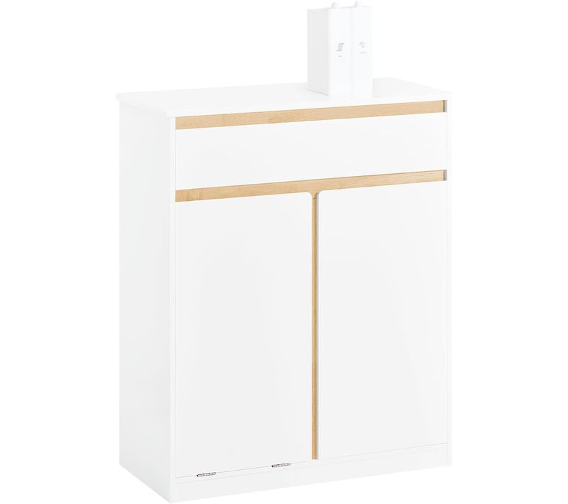 Meuble Bas De Salle De Bain Avec Bac à Linge Amovible, 1 Tiroir, Blanc, BZr79-w