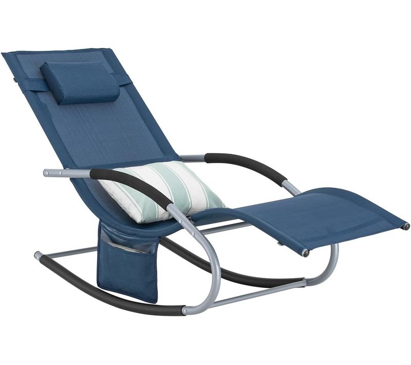 Bain De Soleil Chaise Longue Appui-tête Et Pochette Latérale Et Repose-pieds, Ogs28-nb