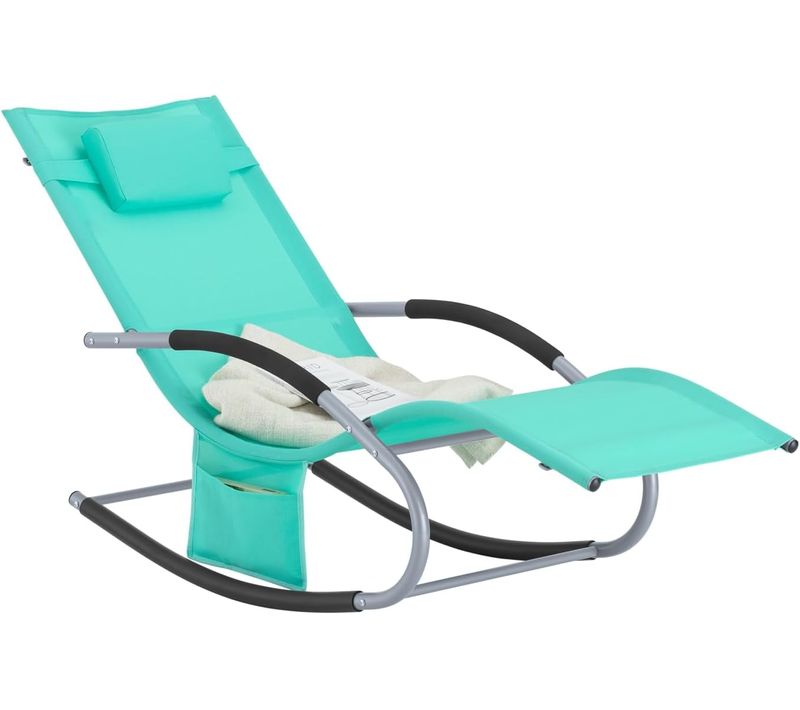 Bain De Soleil Chaise Longue Appui-tête Et Pochette Latérale Et Repose-pieds, Ogs28-tb