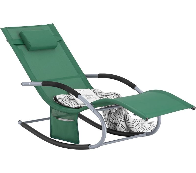 Bain De Soleil Chaise Longue Appui-tête Et Pochette Latérale Et Repose-pieds, Ogs28-wd