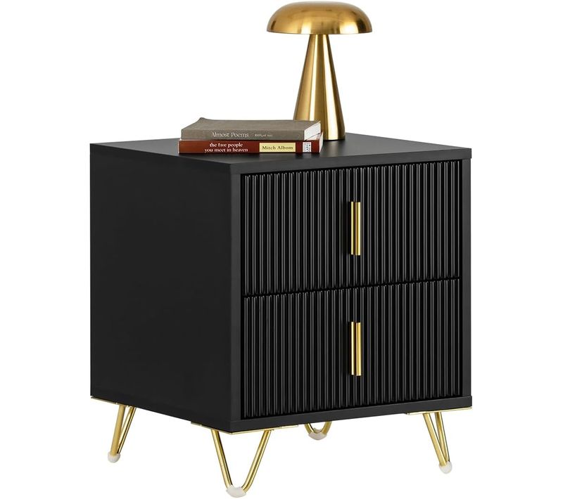 Table De Chevet Avec 2 Tiroirs Table De Nuit Bout De Canapé Table D'appoint, Noir, Fbt115-sch