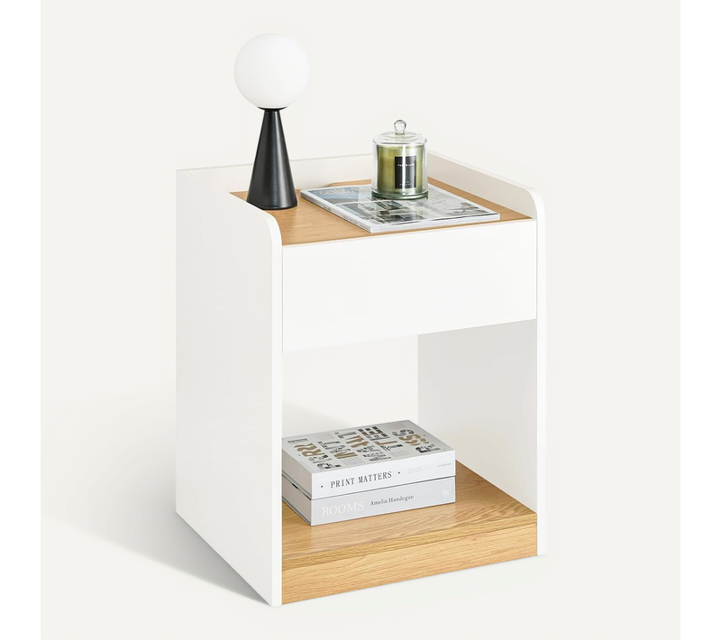 Table De Chevet, Table De Nuit, Table D'appoint, Bout De Canapé Avec 1 Tiroir, Fbt128-wn