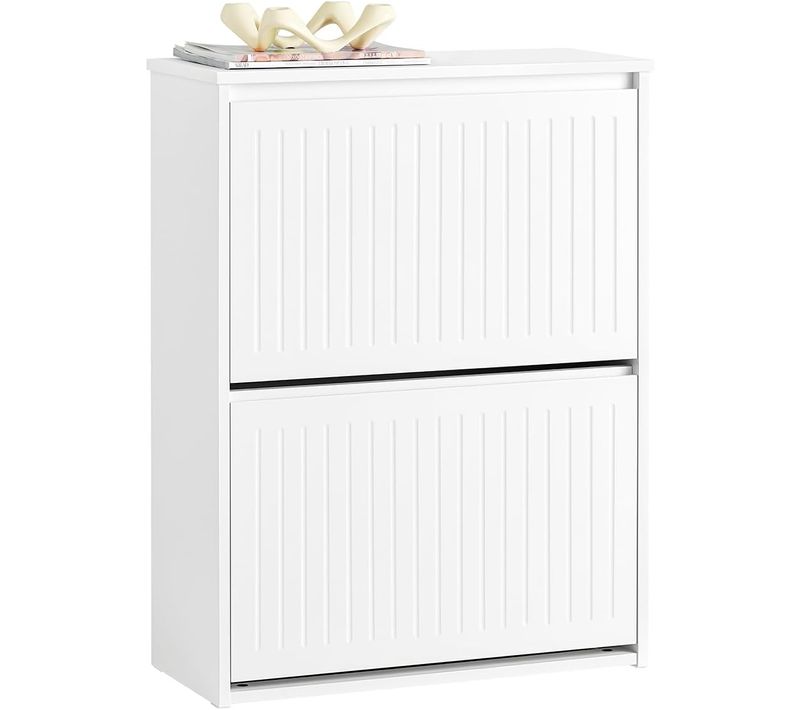 Meuble à Chaussures Meuble D'entrée Avec 2 Abattants, Blanc, Fsr165-k-w