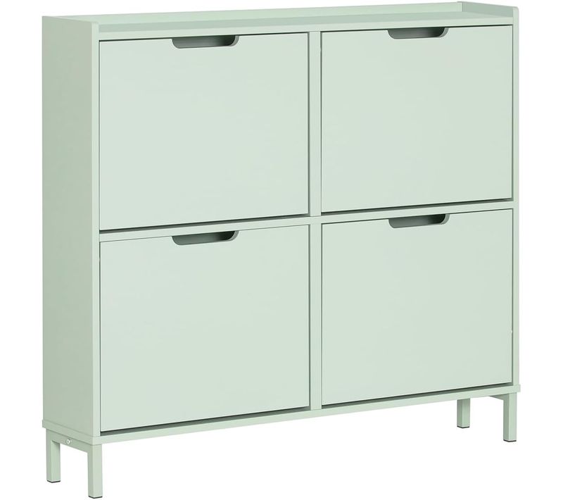 Meuble De Rangement Armoire Commode à 4 Abattants Meuble D'entrée – Vert, Fsr100-gr