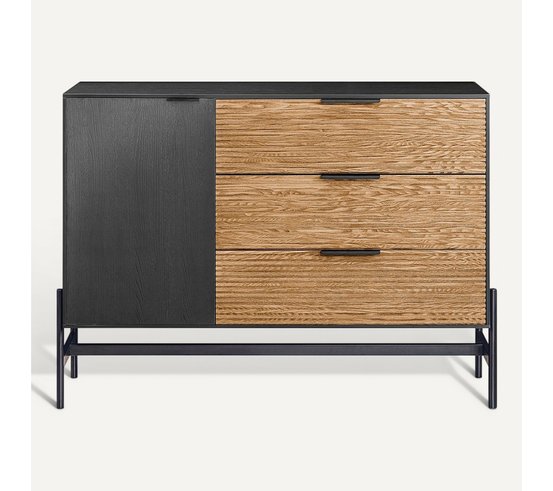 Hfsb02-sch Buffet Bas De Rangement En Bois, Commode Armoire 114x40x83cm, Marron