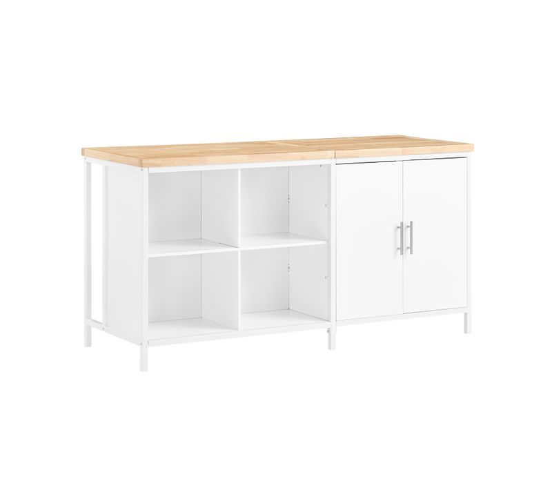 Îlot Central De Cuisine Avec 2 Portes, 4 Compartiments Cubes, Blanc Knl09-wn