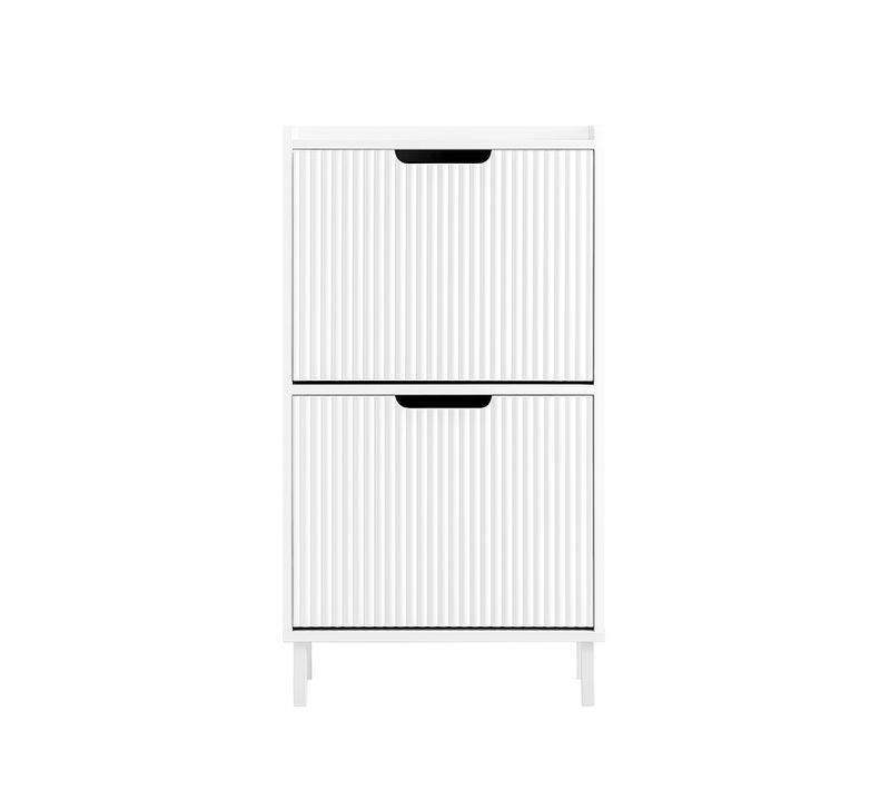 Fsr177-w Armoire à Chaussures 4 Portes Abattantes En Blanc, Rangement Pratique Et Élégant