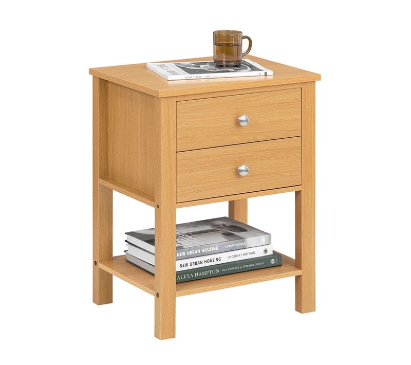 Bout De Canapé Avec Étagère Et Tiroirs, 45x35x60 Cm, Bois