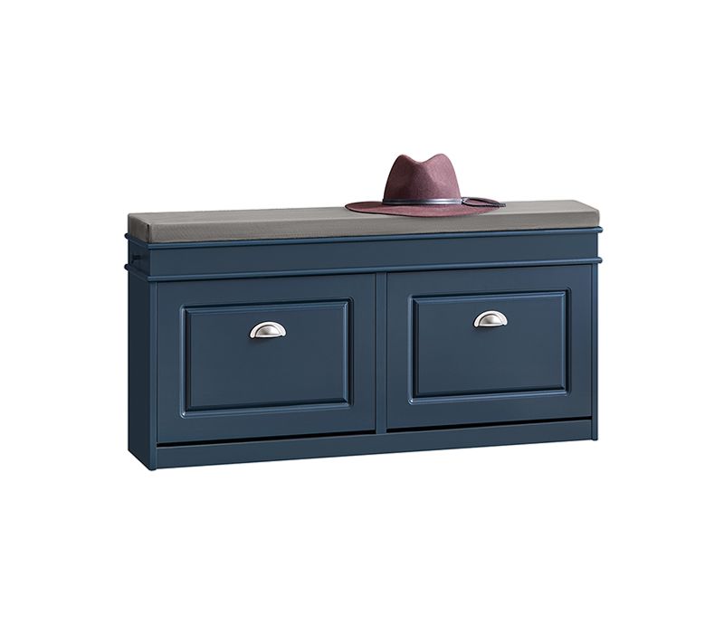 Rangement Pour Chaussures,  Meuble D'entrée, Coffre Avec 2 Abattants,  Bleu, Fsr64-b