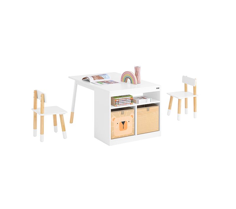 Ensemble Table Enfant Avec 2 Chaises – Bureau Polyvalent Avec Compartiment Et 2 Boîtes De Rangement,