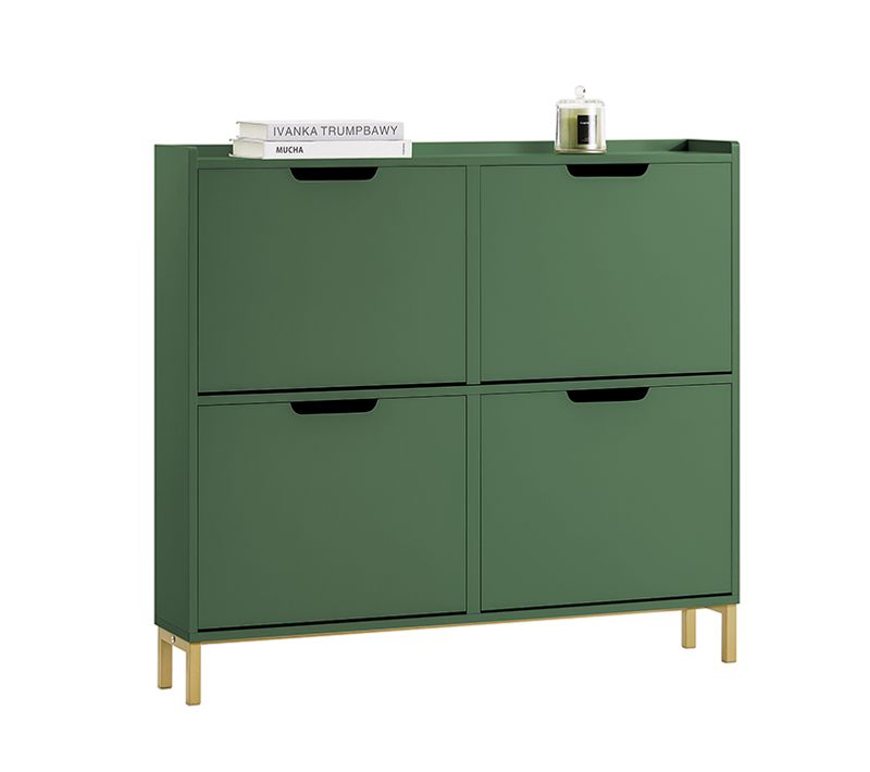 Meuble D'entrée, Armoire à Chaussures, Meuble De Rangement, Commode à 4 Abattants, Vert,fsr100-sy