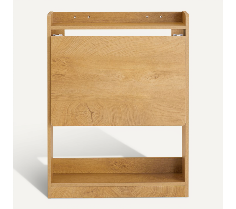 Bureau Pliant Mural Naturel Fwt92-n Avec Étagères, 64x58x82cm, Peu Encombrant Pour Ordinateur