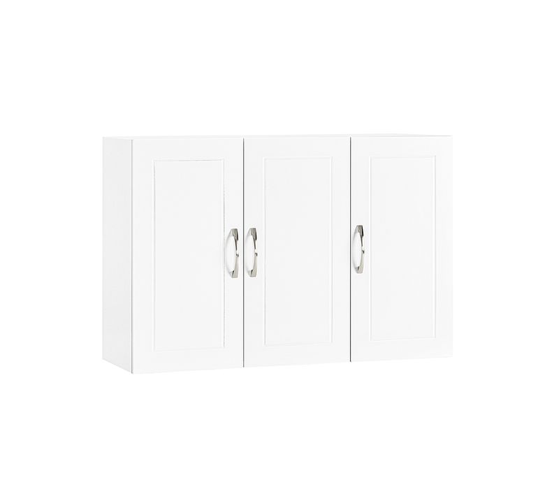 Armoire Murale De Salle De Bain, Meuble Suspendu À 3 Portes, 90x30x60 Cm, Blanc, Pratique Et Élégant