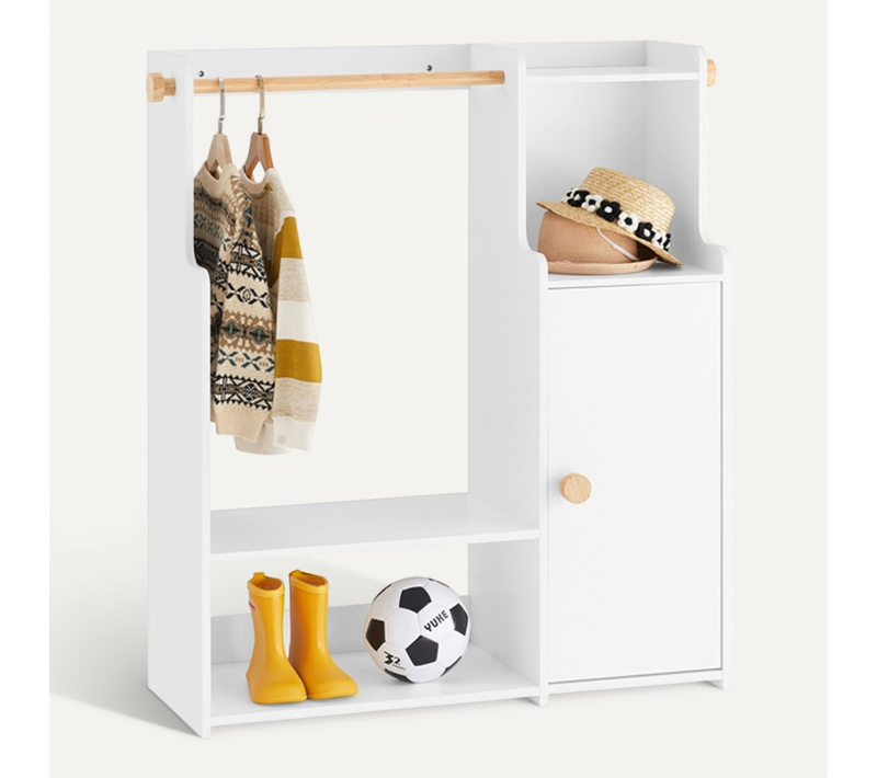 Portant à Vêtements Enfant Avec 2 Compartiments Et 1 Porte, 94 X 35 X 110 Cm, Blanc