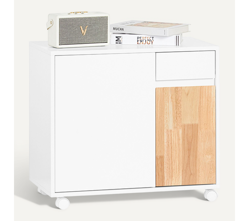 Caisson De Bureau à Roulettes Avec Tiroirs, Organiseur Et Support Imprimante, 65x58x35cm