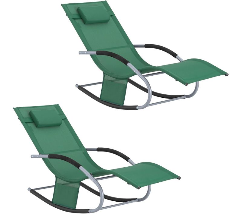 Lot De 2 Bain De Soleil Chaise Longue Appui-tête Et Pochette Latérale Et Repose-pieds, Ogs28-wdx2