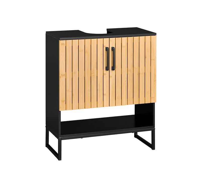 Sobuy Meuble Sous-vasque à Deux Portes Noir 60x30x70.5cm Moderne BZr202-sch