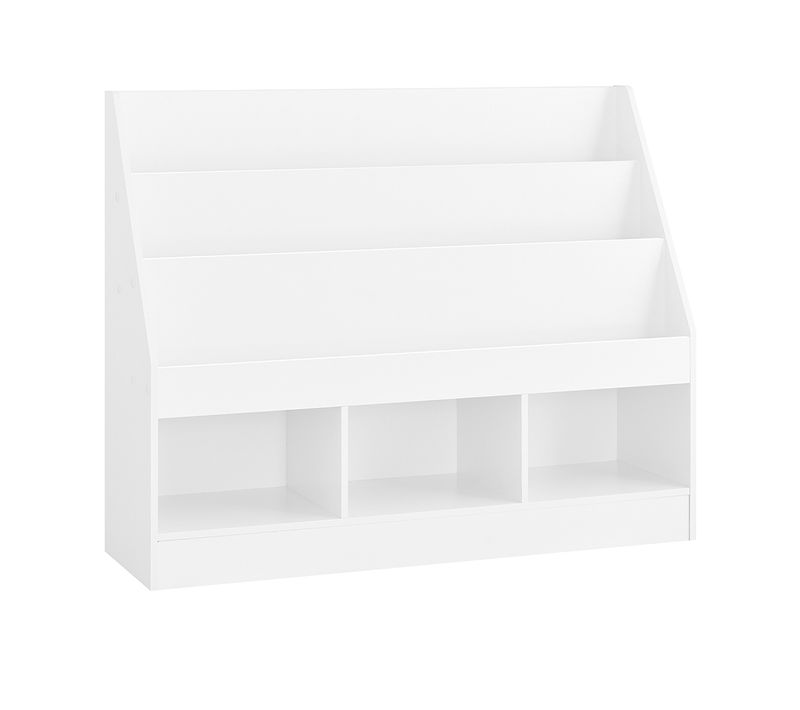 Bibliothèque Enfant à 3 Étagères Blanc 100x29.8x80cm Minimaliste Kmb118-w