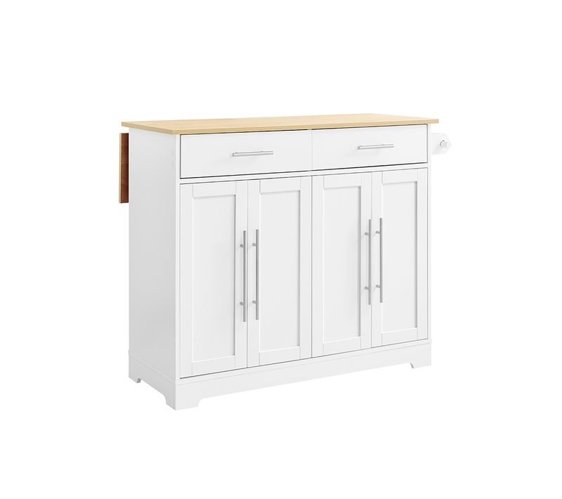 Îlot De Cuisine à Deux Tiroirs 115x68.7x91cm Fonctionnel Fkw129-nw