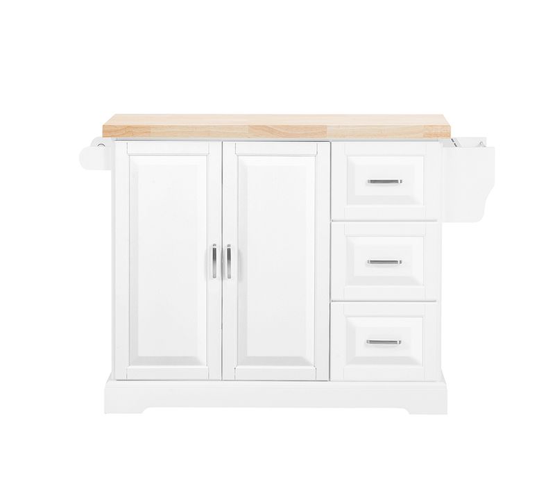 Îlot De Cuisine à Trois Tiroirs Blanc 130x71x91cm Classique Fkw41-ii-nw