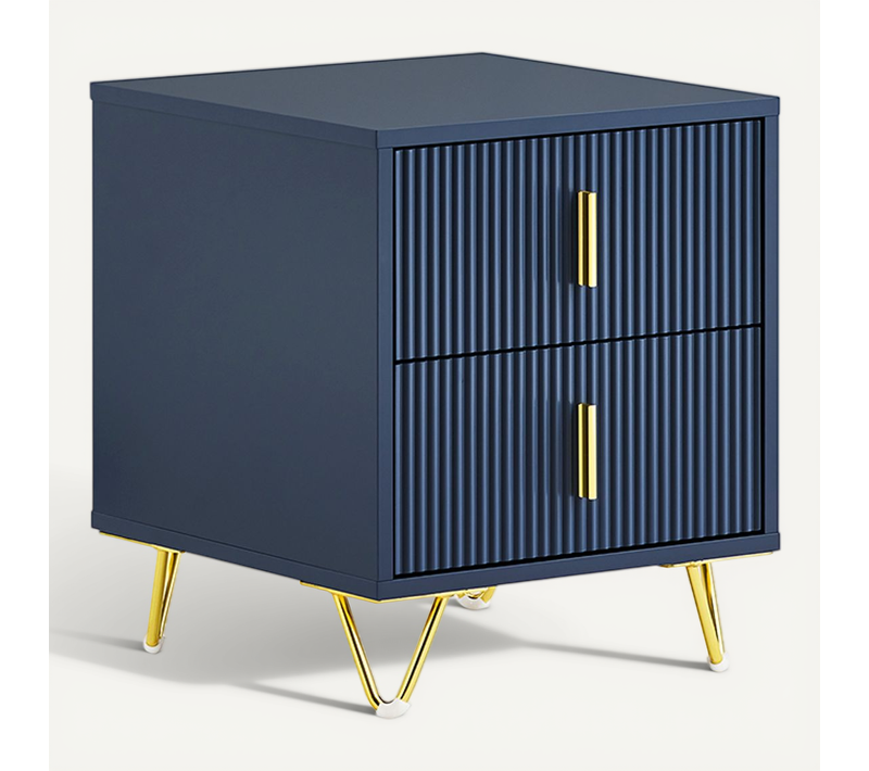 Sobuy Table De Chevet Moderne à 2 Tiroirs Bleu L40xp40xh47cm