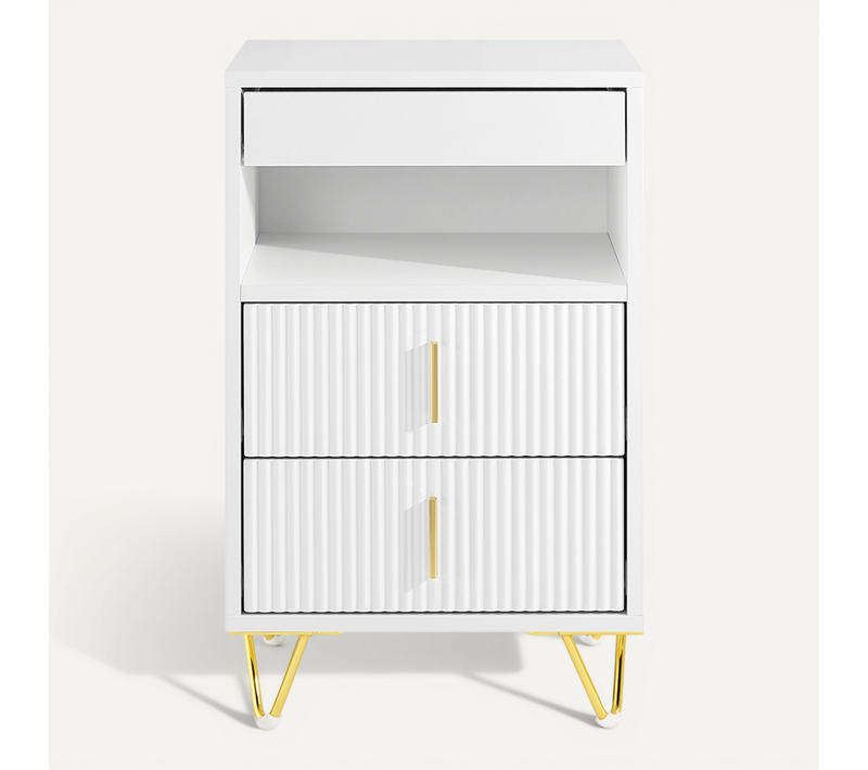 Sobuy Table De Chevet à 3 Tiroirs Blanc 40x40x63.1cm Moderne Fbt168-w
