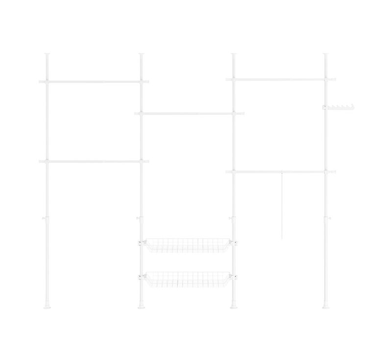 Portemanteau Sur Pied à Deux Étagères Blanc 62x75x200cm Minimaliste Kls04-ii-w
